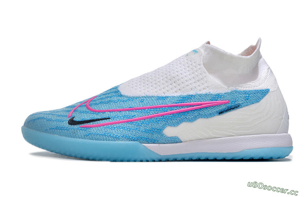 Men's Nike Phantom GX Elite DF IC Indoor & Futsal High-Tops Football Shoes - Blue/White/Pink 0