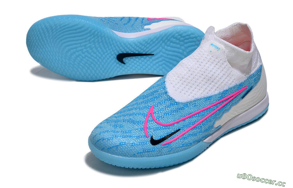 Men's Nike Phantom GX Elite DF IC Indoor & Futsal High-Tops Football Shoes - Blue/White/Pink 3