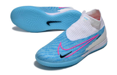 Men's Nike Phantom GX Elite DF IC Indoor & Futsal High-Tops Football Shoes - Blue/White/Pink