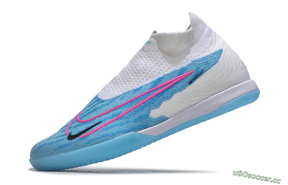 Men's Nike Phantom GX Elite DF IC Indoor & Futsal High-Tops Football Shoes - Blue/White/Pink 5
