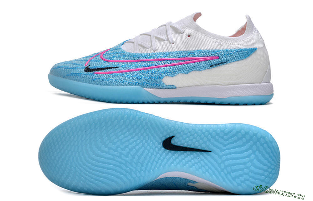 Men's Nike Phantom GX Elite IC Indoor & Futsal Low-Tops Football Shoes - Blue/White/Pink 1