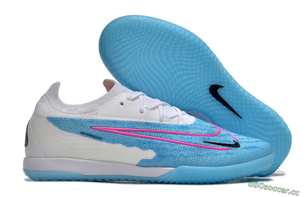 Men's Nike Phantom GX Elite IC Indoor & Futsal Low-Tops Football Shoes - Blue/White/Pink 2