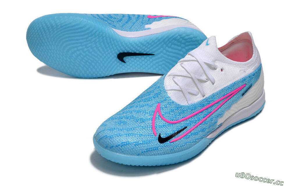 Men's Nike Phantom GX Elite IC Indoor & Futsal Low-Tops Football Shoes - Blue/White/Pink 3