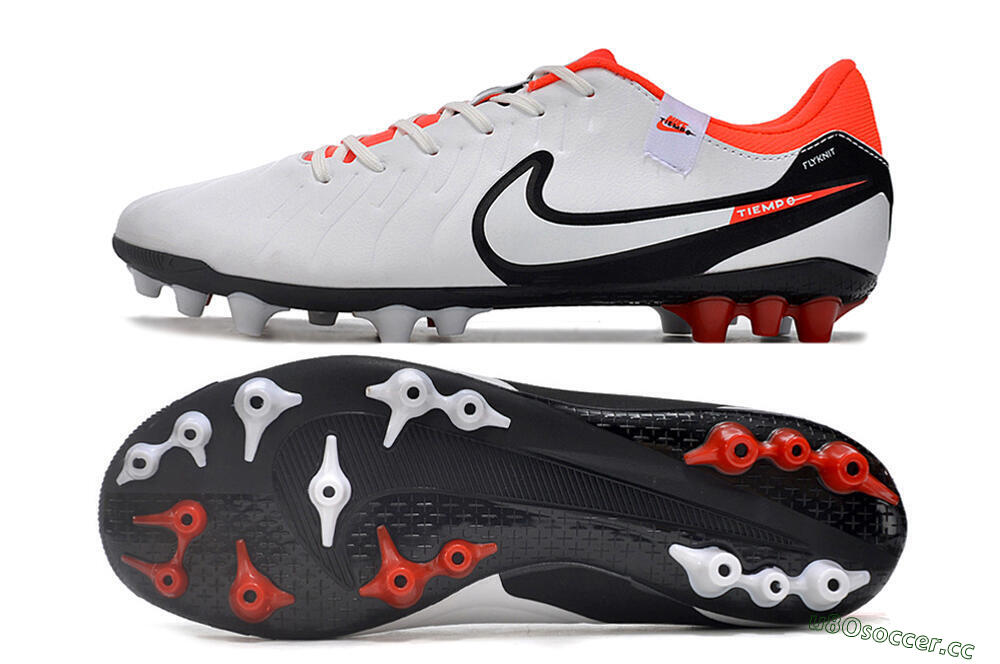 Men's Nike Tiempo Legend 10 Academy AG Artificial Grass Low-Tops Football Boots - White/Black/Red 1