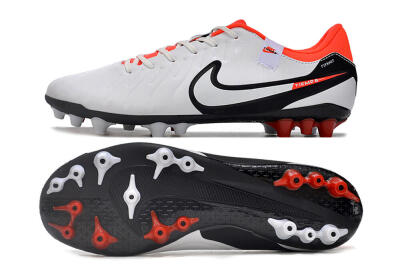Men's Nike Tiempo Legend 10 Academy AG Artificial Grass Low-Tops Football Boots - White/Black/Red