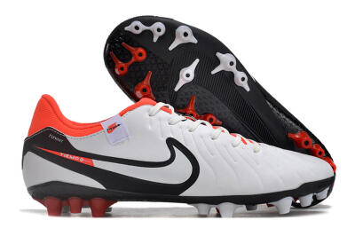 Men's Nike Tiempo Legend 10 Academy AG Artificial Grass Low-Tops Football Boots - White/Black/Red
