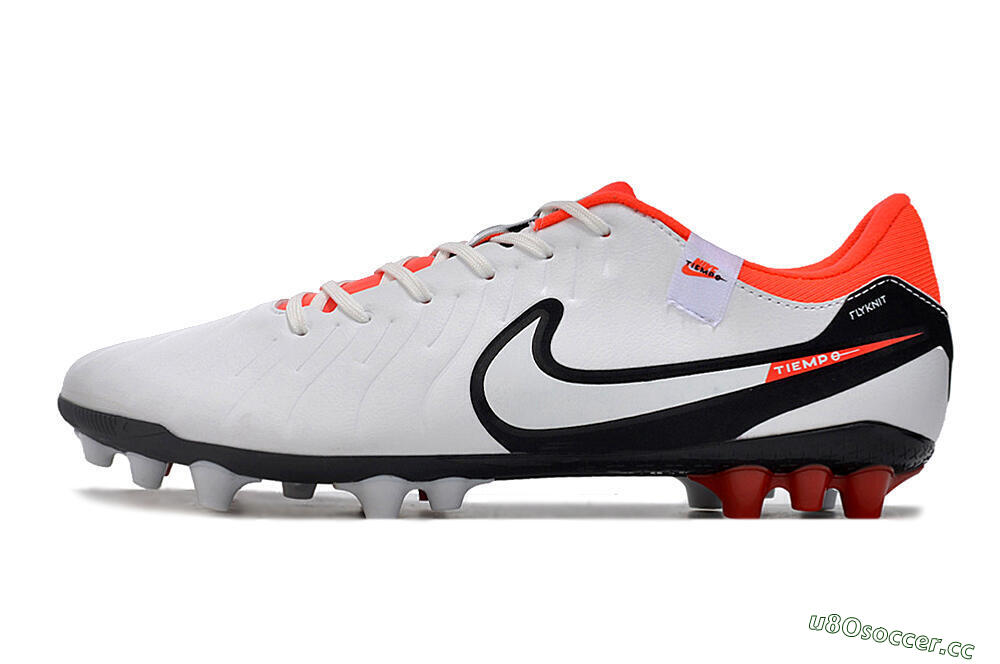 Men's Nike Tiempo Legend 10 Academy AG Artificial Grass Low-Tops Football Boots - White/Black/Red 0