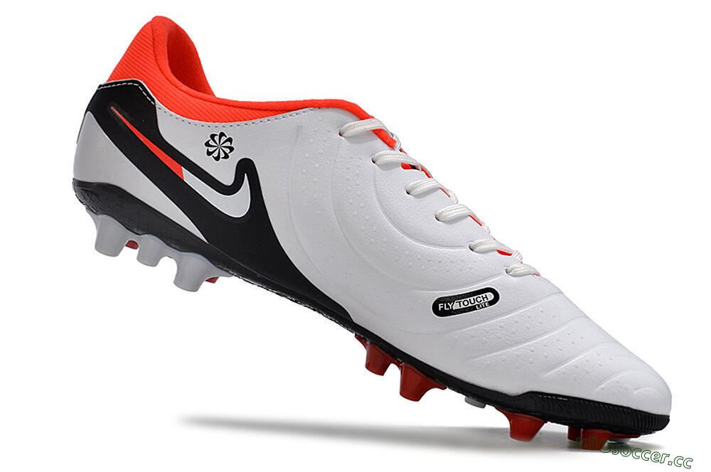 Men's Nike Tiempo Legend 10 Academy AG Artificial Grass Low-Tops Football Boots - White/Black/Red 4