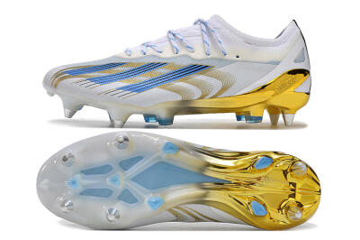 Men's Adidas X Crazyfast.1 SG Soft Ground Low-Tops Football Boots - White/Blue/Gold