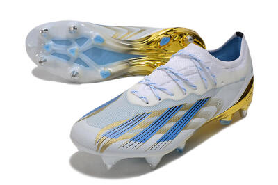 Men's Adidas X Crazyfast.1 SG Soft Ground Low-Tops Football Boots - White/Blue/Gold