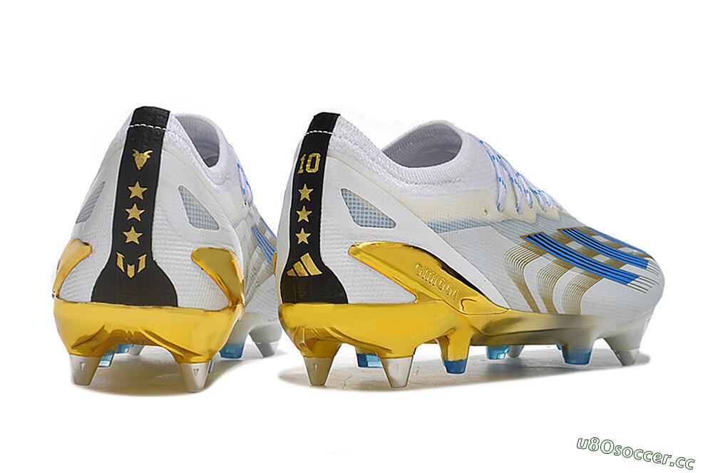 Men's Adidas X Crazyfast.1 SG Soft Ground Low-Tops Football Boots - White/Blue/Gold 6
