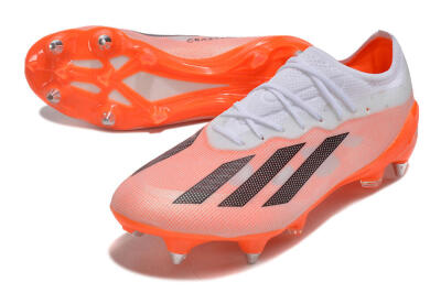 Men's Adidas X Crazyfast.1 SG Soft Ground Low-Tops Football Boots - White/Orange/Black