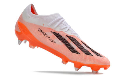 Men's Adidas X Crazyfast.1 SG Soft Ground Low-Tops Football Boots - White/Orange/Black