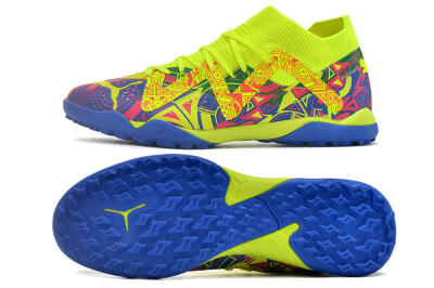 Men's Puma Future X Powercat Tokyo Match TF Artificial Turf Low-Tops Football Shoes - Blue/Yellow/Pink