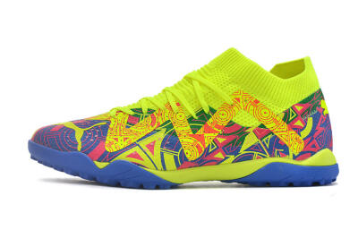 Men's Puma Future X Powercat Tokyo Match TF Artificial Turf Low-Tops Football Shoes - Blue/Yellow/Pink