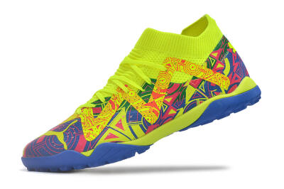 Men's Puma Future X Powercat Tokyo Match TF Artificial Turf Low-Tops Football Shoes - Blue/Yellow/Pink