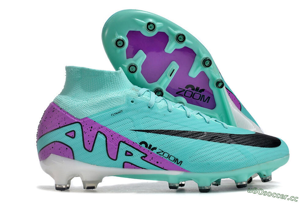 Men's Nike Air Zoom Mercurial Superfly 9 Elite AG Artificial Grass High-Tops Football Boots - Blue/Purple/Black 2