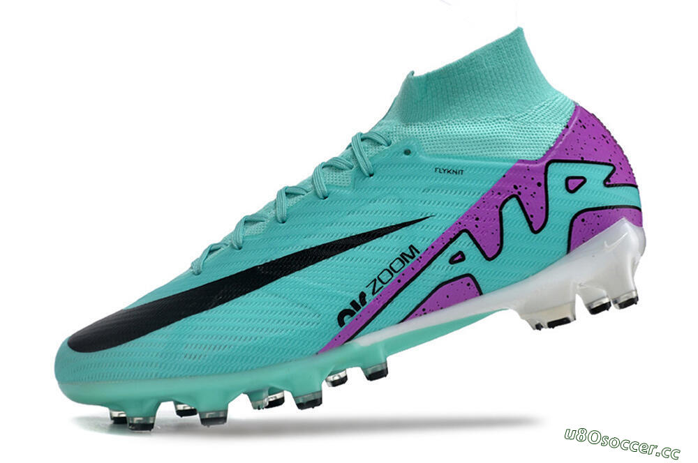 Men's Nike Air Zoom Mercurial Superfly 9 Elite AG Artificial Grass High-Tops Football Boots - Blue/Purple/Black 5