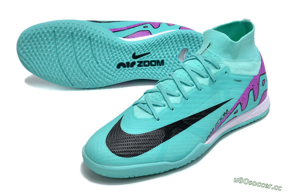 Men's Nike Air Zoom Mercurial Superfly 9 Elite IC Indoor & Futsal High-Tops Football Shoes - Blue/Purple/Black 3