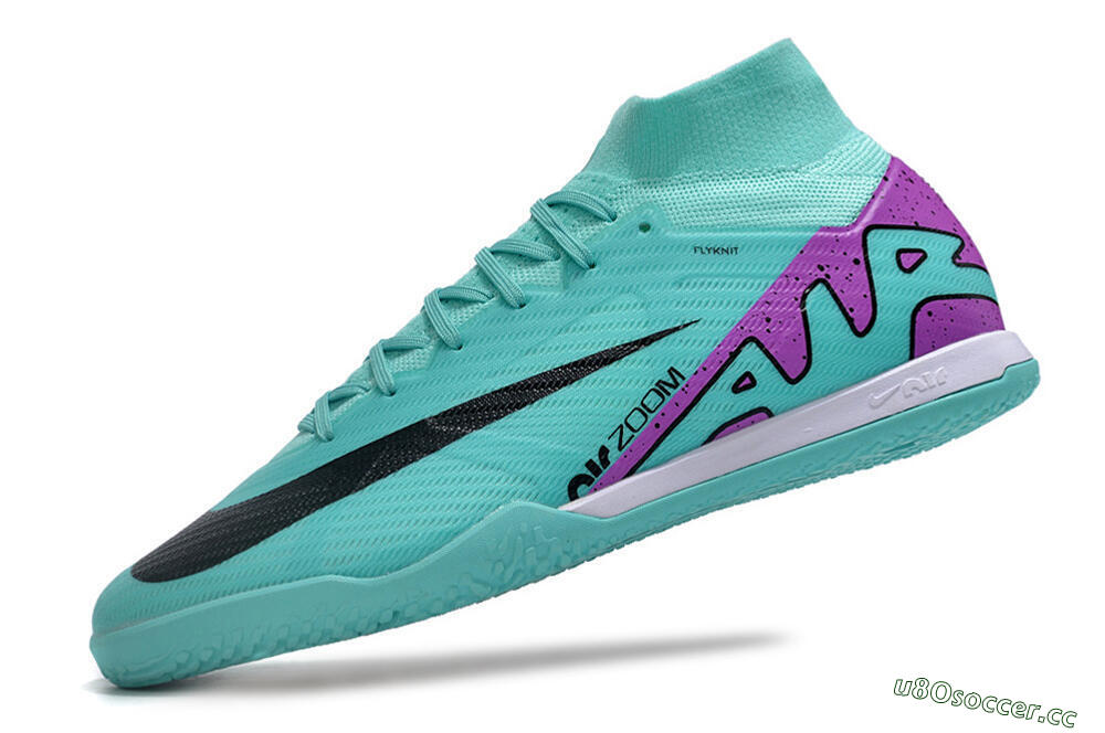 Men's Nike Air Zoom Mercurial Superfly 9 Elite IC Indoor & Futsal High-Tops Football Shoes - Blue/Purple/Black 5