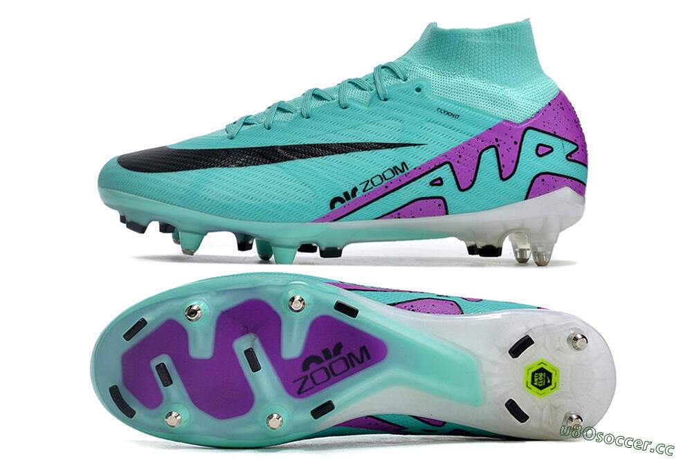 Men's Nike Air Zoom Mercurial Superfly 9 Elite SG Soft Ground High-Tops Football Boots - Blue/Purple/Black 1