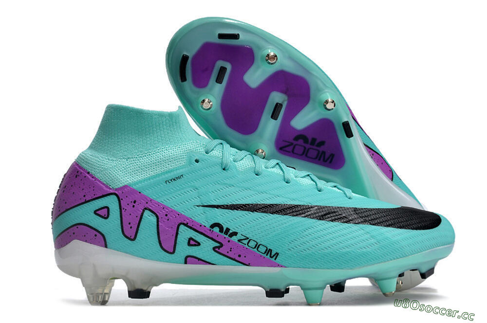 Men's Nike Air Zoom Mercurial Superfly 9 Elite SG Soft Ground High-Tops Football Boots - Blue/Purple/Black 2