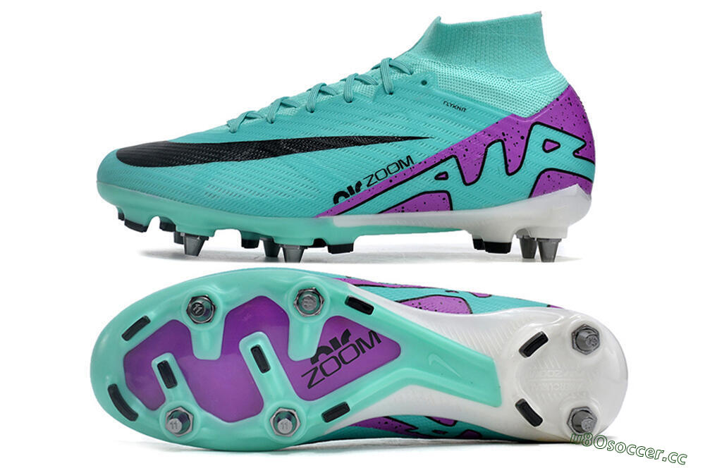 Men's Nike Air Zoom Mercurial Superfly 9 Elite SG Soft Ground High-Tops Football Boots - Blue/Purple/Black 1