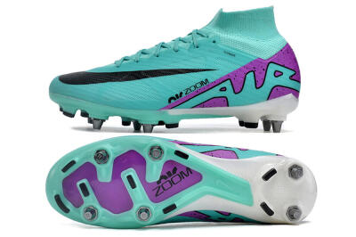 Men's Nike Air Zoom Mercurial Superfly 9 Elite SG Soft Ground High-Tops Football Boots - Blue/Purple/Black