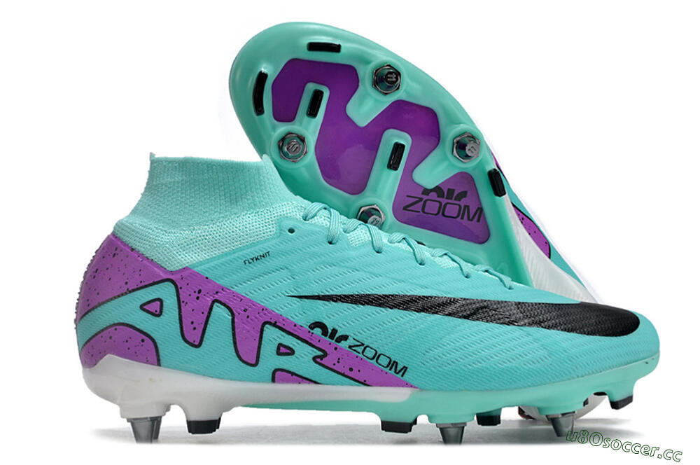 Men's Nike Air Zoom Mercurial Superfly 9 Elite SG Soft Ground High-Tops Football Boots - Blue/Purple/Black 2