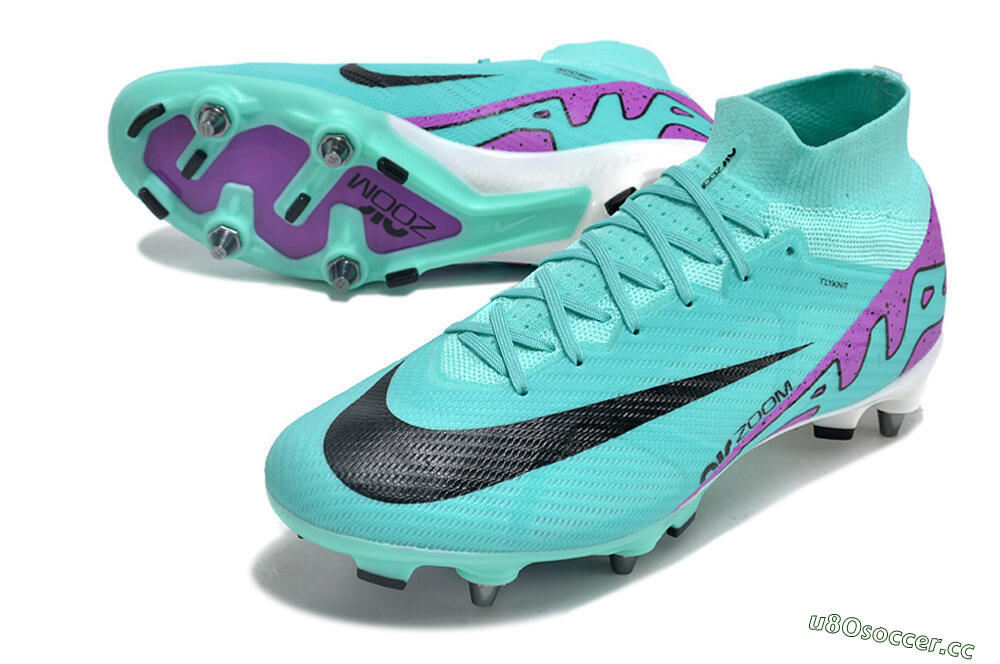 Men's Nike Air Zoom Mercurial Superfly 9 Elite SG Soft Ground High-Tops Football Boots - Blue/Purple/Black 3