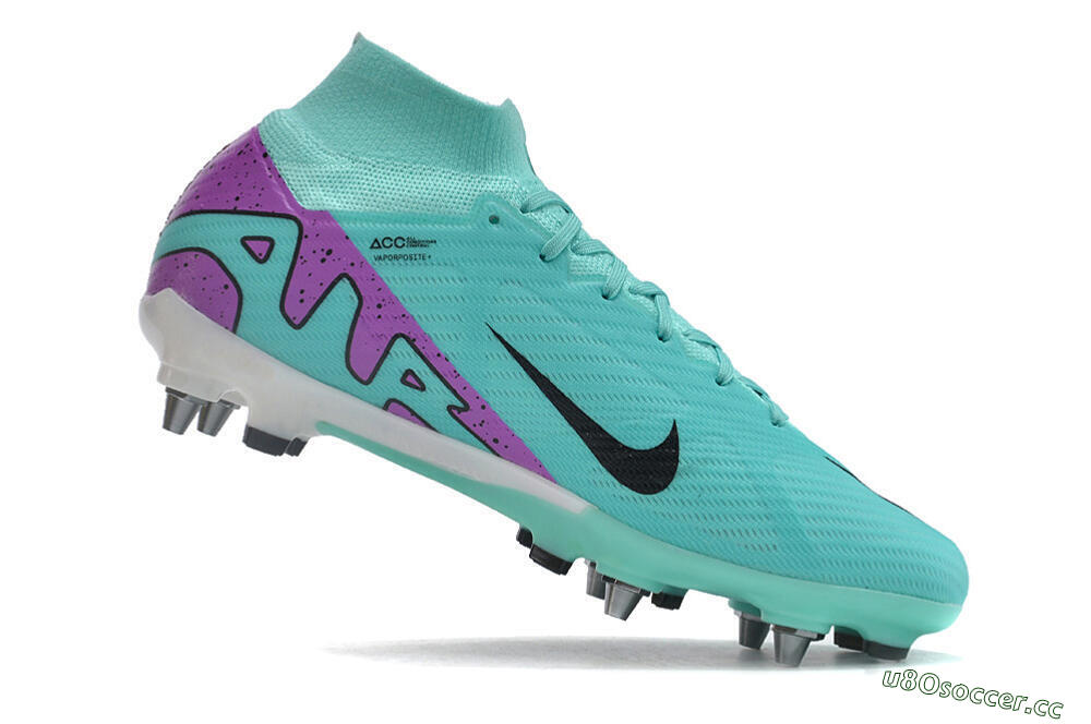 Men's Nike Air Zoom Mercurial Superfly 9 Elite SG Soft Ground High-Tops Football Boots - Blue/Purple/Black 4