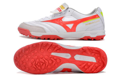 Men's Mizuno Morelia Classic TF Artificial Turf Low-Tops Football Shoes - White/Red/Green