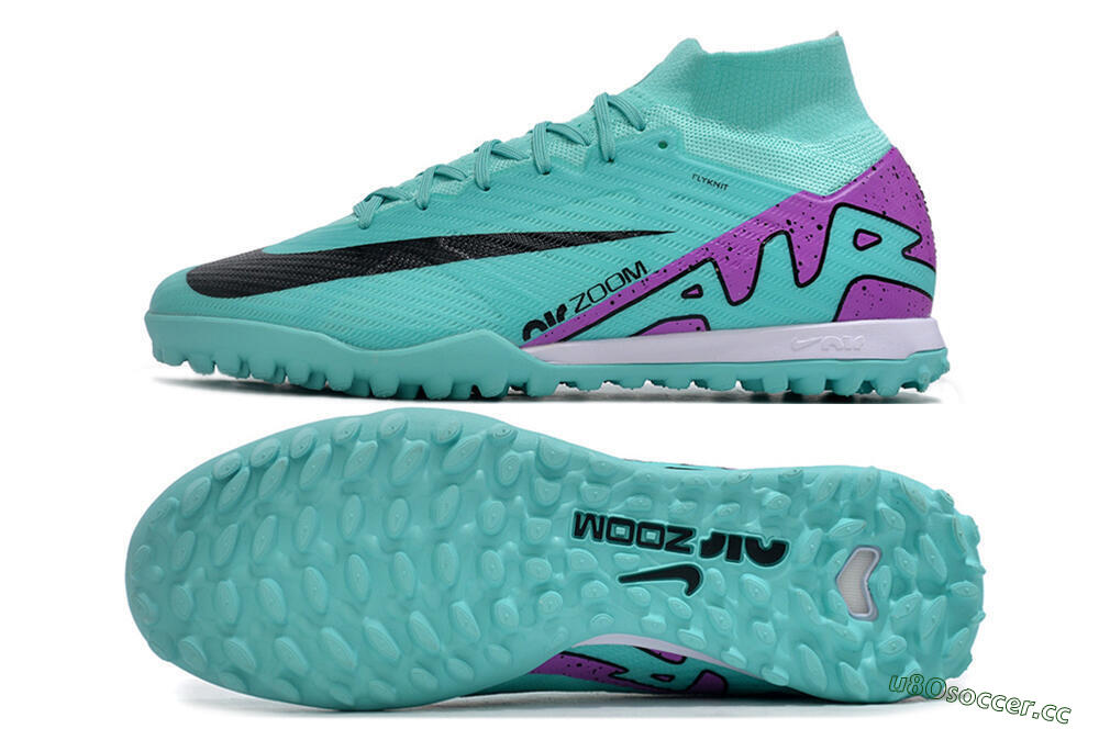 Unisex Nike Air Zoom Mercurial Superfly 9 Elite TF Artificial Turf High-Tops Football Shoes - Blue/Black/Purple 1
