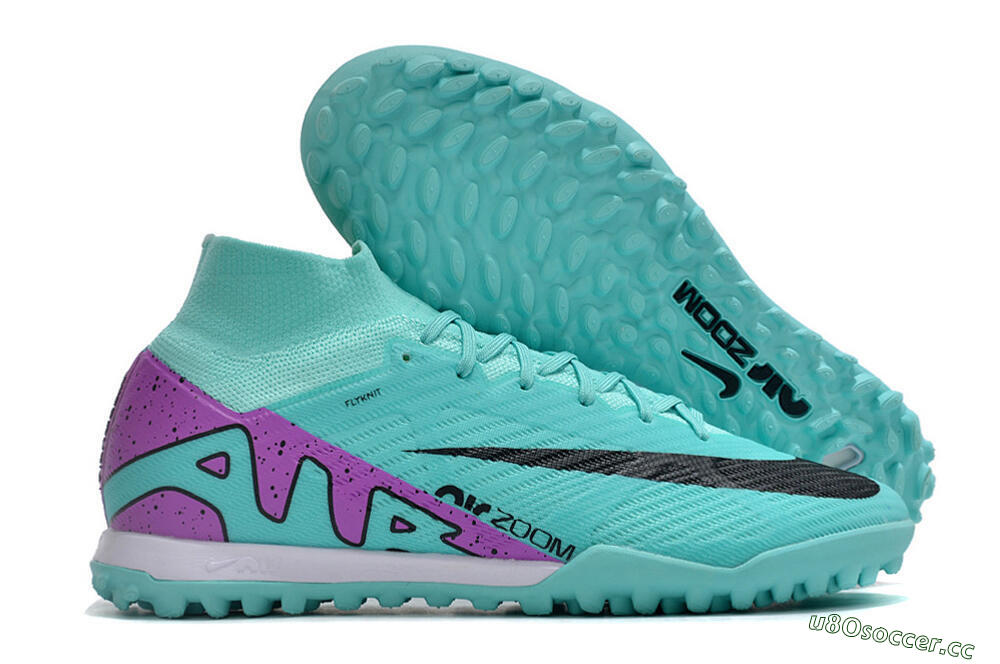 Unisex Nike Air Zoom Mercurial Superfly 9 Elite TF Artificial Turf High-Tops Football Shoes - Blue/Black/Purple 2