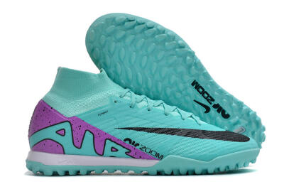 Unisex Nike Air Zoom Mercurial Superfly 9 Elite TF Artificial Turf High-Tops Football Shoes - Blue/Black/Purple
