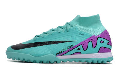 Unisex Nike Air Zoom Mercurial Superfly 9 Elite TF Artificial Turf High-Tops Football Shoes - Blue/Black/Purple