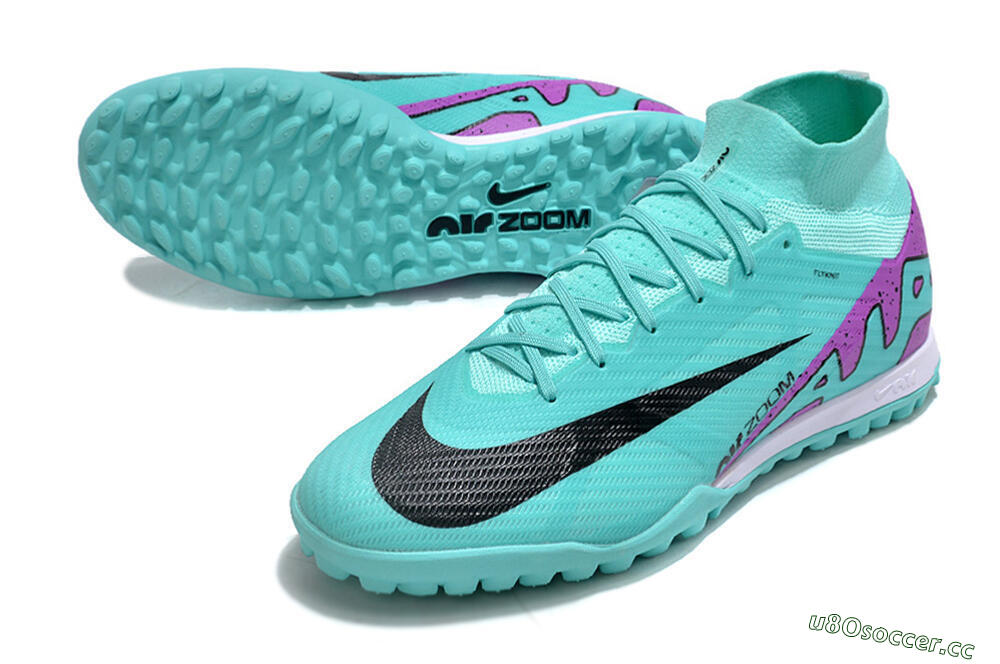 Unisex Nike Air Zoom Mercurial Superfly 9 Elite TF Artificial Turf High-Tops Football Shoes - Blue/Black/Purple 3