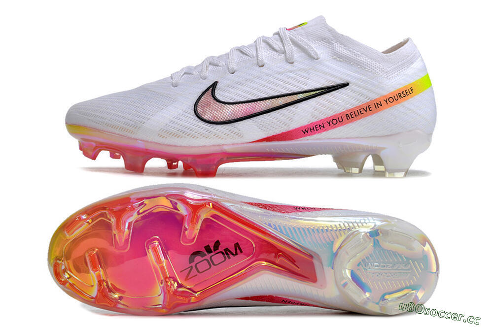 Unisex Nike Air Zoom Mercurial Vapor 15 Elite FG Firm Ground Low-Tops Football Boots - White/Pink/Black 1