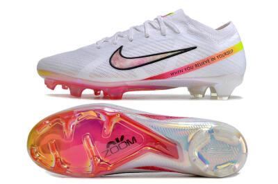 Unisex Nike Air Zoom Mercurial Vapor 15 Elite FG Firm Ground Low-Tops Football Boots - White/Pink/Black