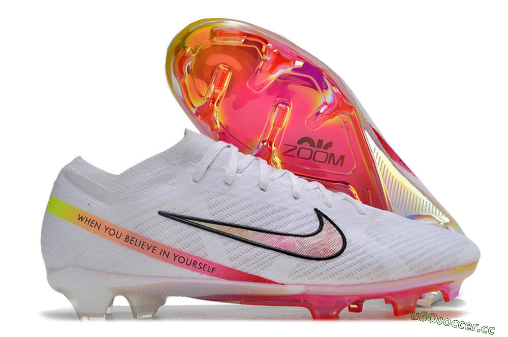 Unisex Nike Air Zoom Mercurial Vapor 15 Elite FG Firm Ground Low-Tops Football Boots - White/Pink/Black 2