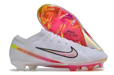 Unisex Nike Air Zoom Mercurial Vapor 15 Elite FG Firm Ground Low-Tops Football Boots - White/Pink/Black