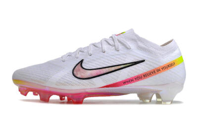 Unisex Nike Air Zoom Mercurial Vapor 15 Elite FG Firm Ground Low-Tops Football Boots - White/Pink/Black