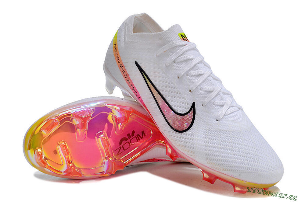 Unisex Nike Air Zoom Mercurial Vapor 15 Elite FG Firm Ground Low-Tops Football Boots - White/Pink/Black 3
