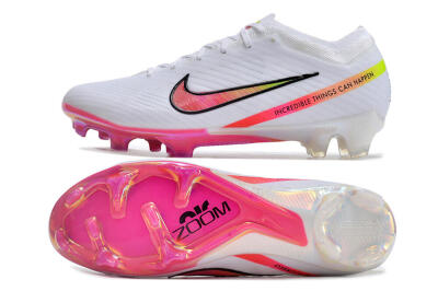 Unisex Nike Air Zoom Mercurial Vapor 15 Elite FG Firm Ground Low-Tops Football Boots - White/Pink/Black/Yellow