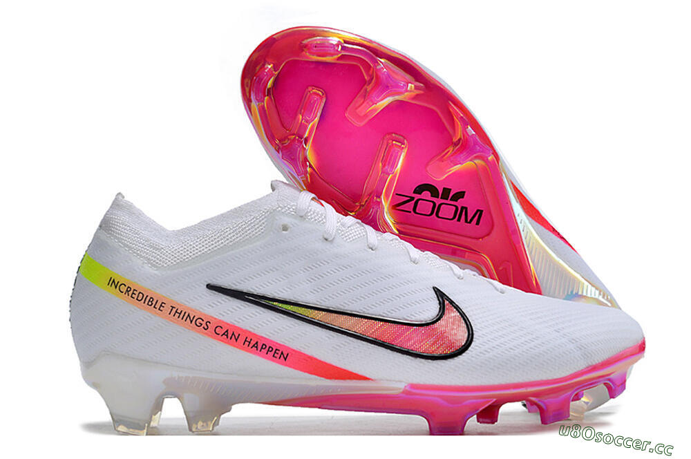 Unisex Nike Air Zoom Mercurial Vapor 15 Elite FG Firm Ground Low-Tops Football Boots - White/Pink/Black/Yellow 2