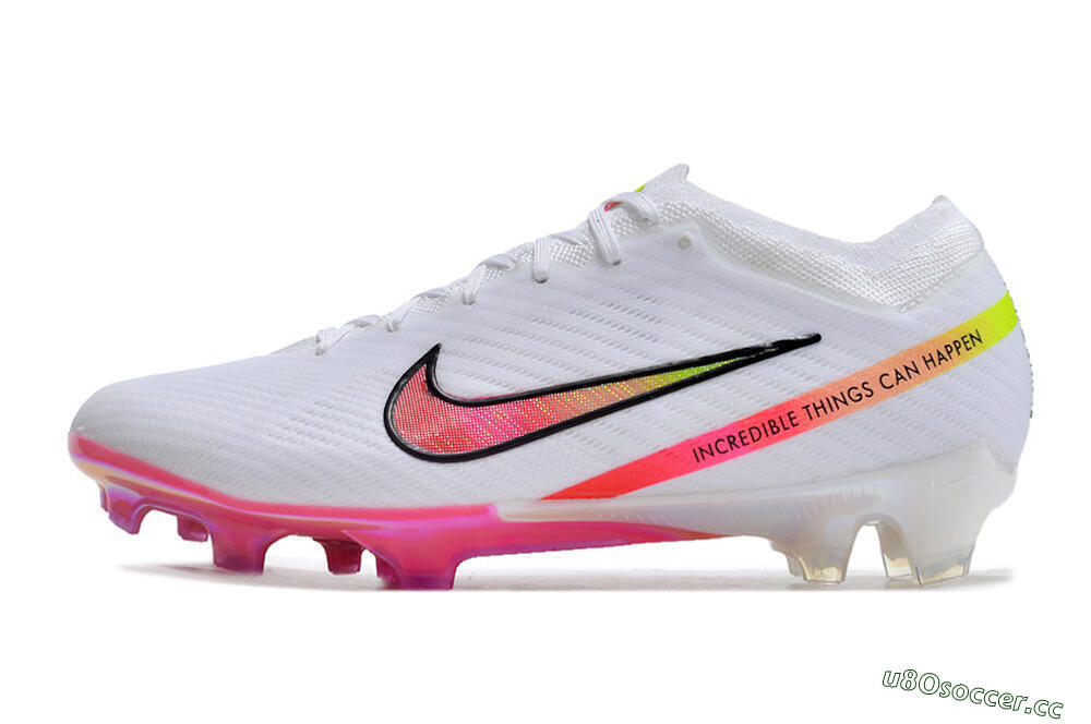 Unisex Nike Air Zoom Mercurial Vapor 15 Elite FG Firm Ground Low-Tops Football Boots - White/Pink/Black/Yellow 0