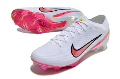 Unisex Nike Air Zoom Mercurial Vapor 15 Elite FG Firm Ground Low-Tops Football Boots - White/Pink/Black/Yellow