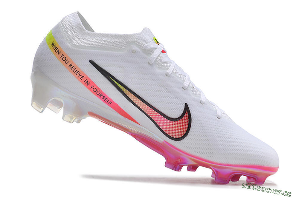 Unisex Nike Air Zoom Mercurial Vapor 15 Elite FG Firm Ground Low-Tops Football Boots - White/Pink/Black/Yellow 4