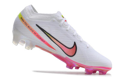 Unisex Nike Air Zoom Mercurial Vapor 15 Elite FG Firm Ground Low-Tops Football Boots - White/Pink/Black/Yellow
