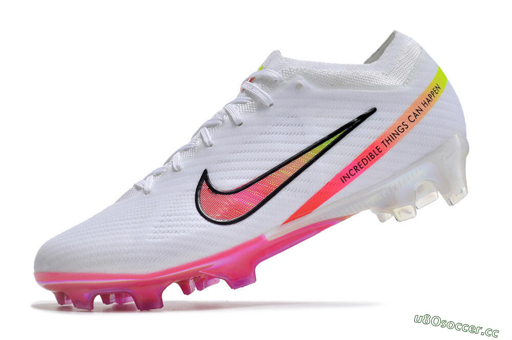 Unisex Nike Air Zoom Mercurial Vapor 15 Elite FG Firm Ground Low-Tops Football Boots - White/Pink/Black/Yellow 5